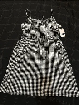 SO Black & White Gingham Sundress thumbnail 1