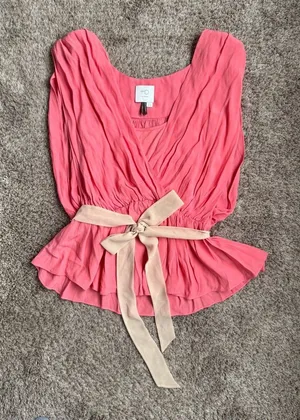 HD in Paris Women's Casual‎ Dressy cinch waist pink peplum style top size 6 thumbnail 1