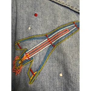 ASOS x Refinery29 Space Embroidered Denim Jacket Light‎ Wash Rocket Star XS thumbnail 8