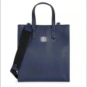 NWT MCM Aren Leather Tote Handbag Blue Camo thumbnail 2