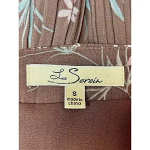 Les Serein Floral Peplum Blouse Small Long Sleeve Brown Pink Boho thumbnail 3