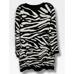 LOFT Zebra Print Sweater Dress Black White Boat Neck Long Sleeve Small NEW thumbnail 5