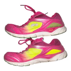 Fila Women's Hot Pink & Neon Yellow Athletic Sneakers thumbnail 2