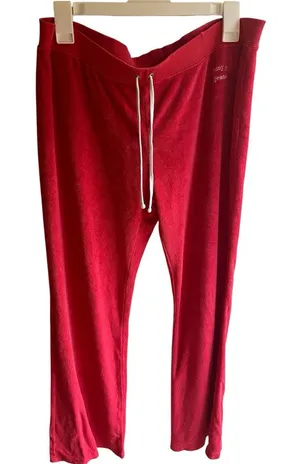 Tommy Girl Jeans Vintage 2002‎ Y2K Hot Pink Terrycloth Tie Waist Pants Sz Large thumbnail 1