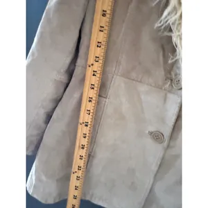 Wet Seal Vintage Y2k Tan‎ Leather Suede Jacket Shaggy Faux Fur Collar Penny Lane thumbnail 6