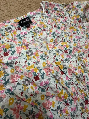 Multi colored floral babydoll top thumbnail 2