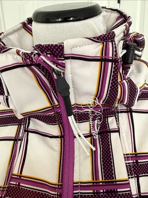 Ski Plaid Hooded Snow Jacket in Purple & White thumbnail 3
