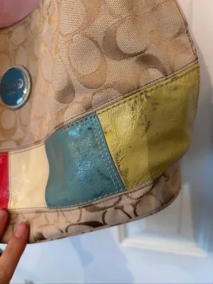 Coach vintage signature patch multicolor hobo bag Y2K signature c thumbnail 2