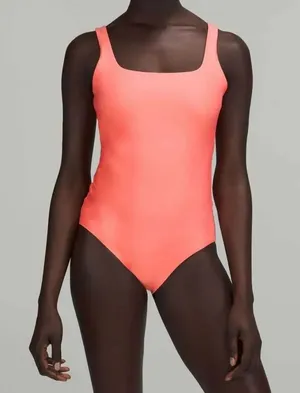 Lululemon waterside square neck swimsuit coral size 6 thumbnail 1
