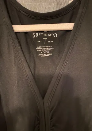 American Eagle Outfitters Soft & Sexy Black V Neck Tee thumbnail 4