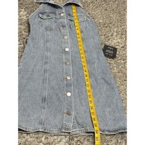 NWT Lulus Denim Buttons Mini Dress Halter Open Back Y2K Women’s XS thumbnail 8