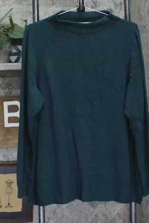 NEW Joan Rivers Wardrobe Builders Funnel Neck Long Sleeve Sweater Green XL thumbnail 1