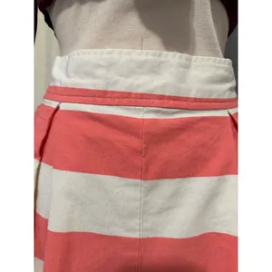 100% Cotton Womens Midi Skirt Size M Pink White Striped Pleated‎ Mod Nautical thumbnail 12