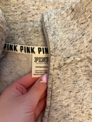 Victoria's Secret PINK Quarter Zip Sweatshirt Size XS Grey thumbnail 2