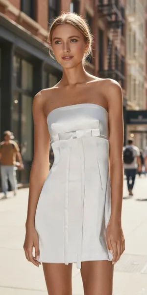 NWOT Zara Strapless Pearl Grey/Silver Satin Dress with Bow XXL Bloggers Fave thumbnail 1