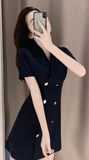 Small Black Vest Dress Korean Small Button Lapel Blazer Nwot Dress thumbnail 2