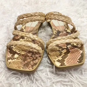 Dolce Vita Izabel Raffia Slide Strappy Sandals Tan Snakeskin 8 thumbnail 2