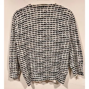J.Crew Women’s Cotton Black and White Hearts Cardigan XL thumbnail 3