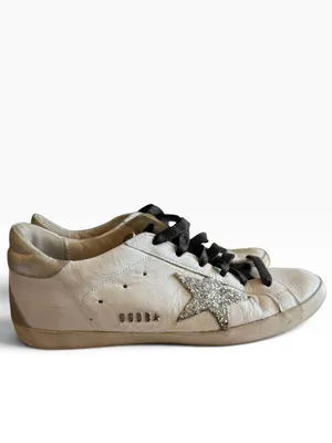 Golden Goose Super-Star Sneakers EU 39(9) White Leather Silver Glitter Star GGDB thumbnail 2