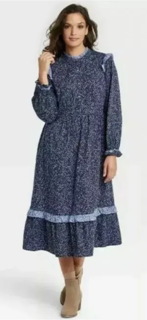 Universal Thread Dress Size XS Prairie Target Blue Floral Farmcore Country NWT thumbnail 1