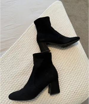 Unisa Black Suede Block Heel Ankle Boots size 8 thumbnail 2