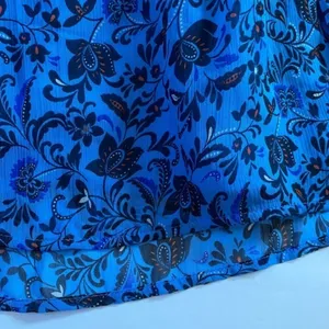 Old Navy Women's Blue Floral Midi Dress Smocked Waist V Neck Casual - L EUC thumbnail 8