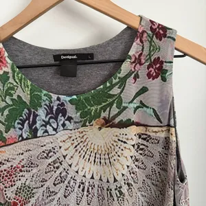 Desigual Large Lucille Tank Dress Asymmetrical Grey Colorful Flowy Spring thumbnail 3