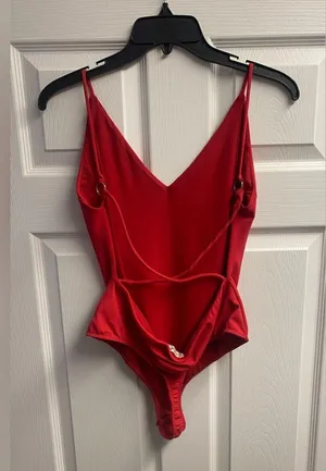Free People Intimately Bright Red Bodysuit W/ Open Back Size Large thumbnail 4