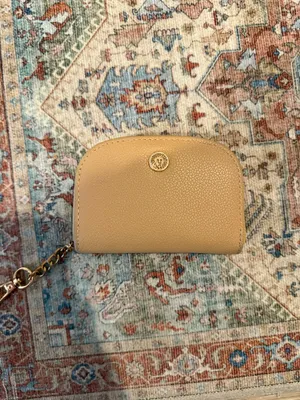 Anne Klein Beige Zip-Around Wallet Card Case w/ Gold Tone Chain Clip, Pockets thumbnail 8