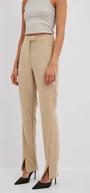 Na-kd High-waisted straight-leg trousers with side slits Brand new thumbnail 1