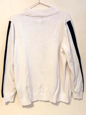 Collection L Mock Neck Long Sleeve Sweater White Black Stripe Womens Size L 14 thumbnail 1