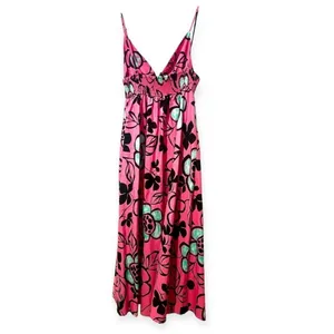 Zara Pink Black Floral Cotton Poplin‎ Midi Dress Size S thumbnail 5