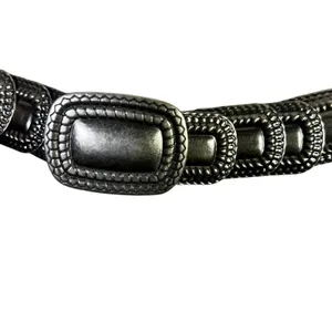 Womens Plated Metal Base Stretch Polyester Belt Silver Buckle ML thumbnail 3