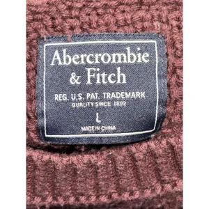 Abercrombie & Fitch Burgundy Red Ribbed Knit Crewneck Long Sleeve Sweater Size L thumbnail 3