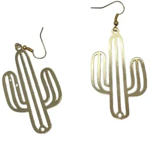 NWT Gold-Tone Laser Cut Thin Metal Cactus Dangle Earrings thumbnail 6