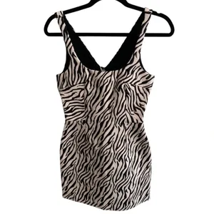 Bec + Bridge Women's Size 4 Black White Zebra Cecile Mini Dress v6x thumbnail 4