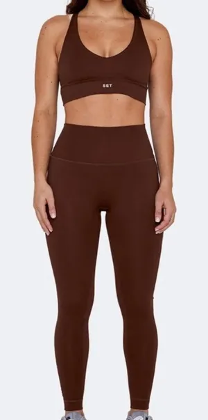 SET Active Women's Chocolate Brown High-Waist Leggings thumbnail 1