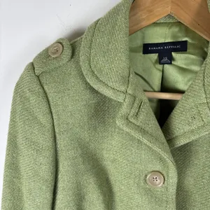 Banana Republic Wool Blazer‎ Jacket Womens Sz XS Green Career Business Pea Coat thumbnail 3