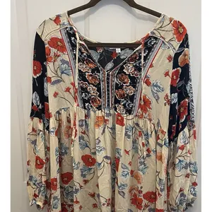 Patrons Of Peace Long Sleeve Floral M‎ Dress Ruffle Hem Boho Beach Festival thumbnail 2