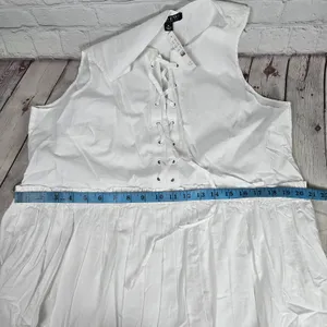 J. Crew Tiered lace-up mini dress‎ in cotton poplin White M BR462 thumbnail 8
