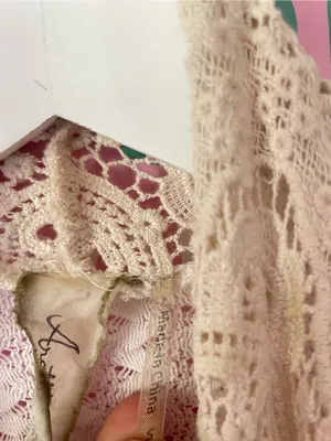 Aratta Silent Journey Shawl Thermal Lace Crochet Open Waterfall Cardigan Small thumbnail 4