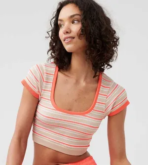 Aerie Offline Seamless Ribbed Crop Top – Size Medium thumbnail 1