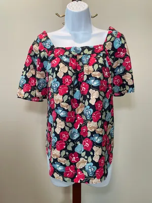 Ann Taylor Floral Loose Fit Top Size S Black thumbnail 1