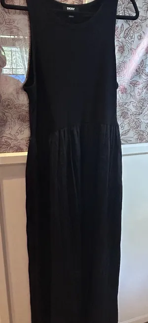 DKNY Black Sleeveless Maxi Dress with Scoop Neck thumbnail 1