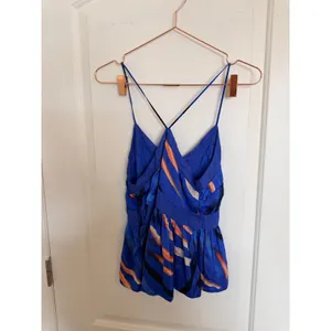 Free People‎ Abstract Print Peplum Tank Top Womens Size 4 Strappy Back thumbnail 4