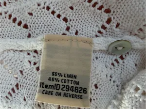 LL Bean White Pointelle Linen Cotton Cardigan 1X Crochet Feminine Grandmacore thumbnail 6