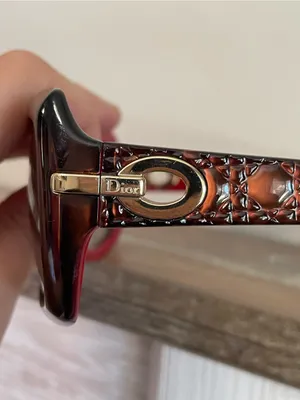 Vintage Christian Dior My Lady Dior 6 Sunglasses Havana Tortoise Red Cannage thumbnail 2