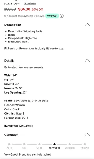 Reformation Black Pants thumbnail 6