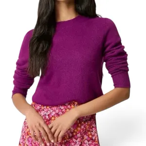 NWT J. Crew Crewneck Sweater Extra Soft Yarn Heather Royal Fuchsia Purple Medium thumbnail 1