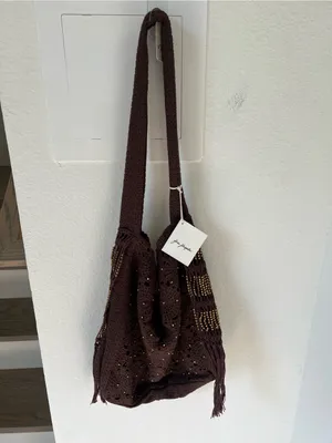 Free People Sunrise To Sunset Crochet Tote in Espresso Brown NWT thumbnail 4